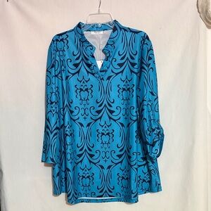 Haute Edition Blue Patterned Women's Tunic Top, Size 2X, NWT, MAKE AN OFFER!!!